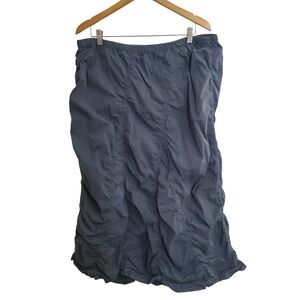 XCVI Womens Plus Size 3X Gray Ruched Midi Skirt Elastic Waist Lagenlook Bohemian